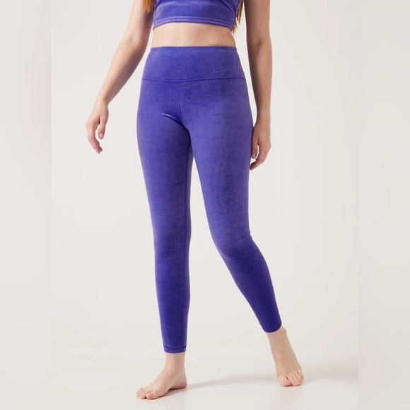 Athleta Velvet Legging and Bra 2 Piece Set Soft Plush Purple Size S - Picture 5 of 15